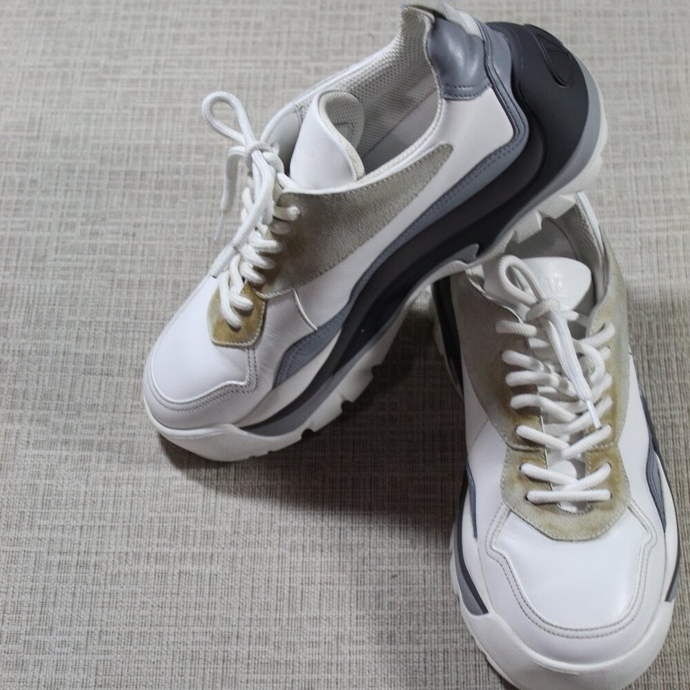 Valentino Garavani Wm Size 9.5 Gumboy White and Grey Trainers Athletic Shoes